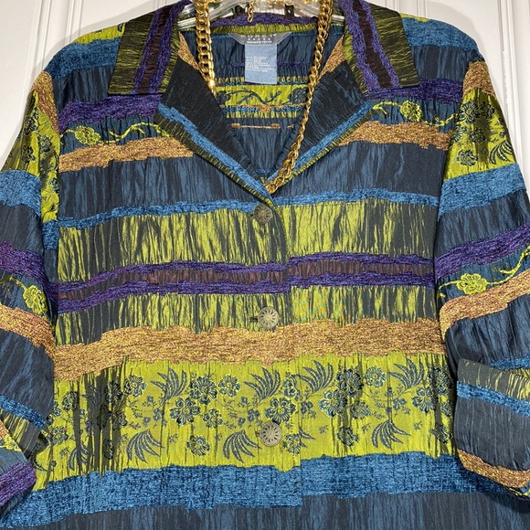 Koret Dress 3/4 Sleeve beautiful Shacket Multi Color Embroidery Brocade Purple - Picture 2 of 11